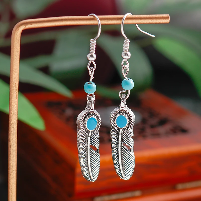 Aihua Böhmen Tibet Silber Große Elefanten Ohrringe Für Frauen Vintage Ethnische Metall Geschnitzte Kreuz Feder Eule Ohrringe Boho Schmuck – Detail 10
