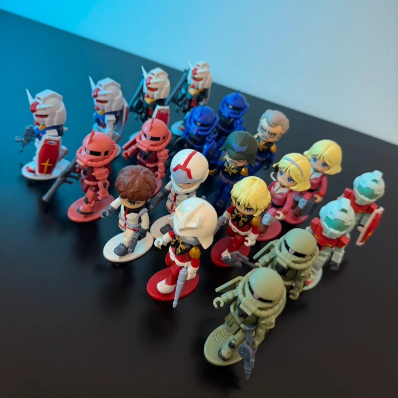 Caja Ciega de Juguetes de la Serie Mobile Suit Gundam de Bandai, Lote 02, Cápsula con Figuras Coleccionables Mini de RX-78-2, Ramba Ral y Sayla Mass GM