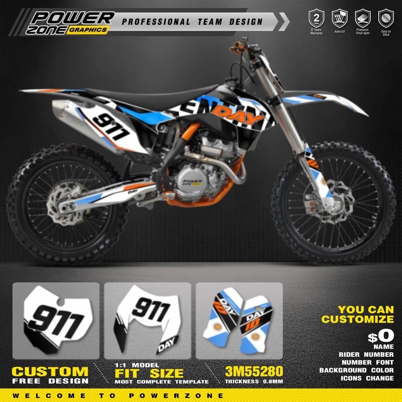 PowerZone-Kit d'autocollants personnalisés pour arrière-plans, décalcomanies pour KTM SX SXF 2013-2015 EXC XCW Endflats 2014-2016 125 à 500cc 53