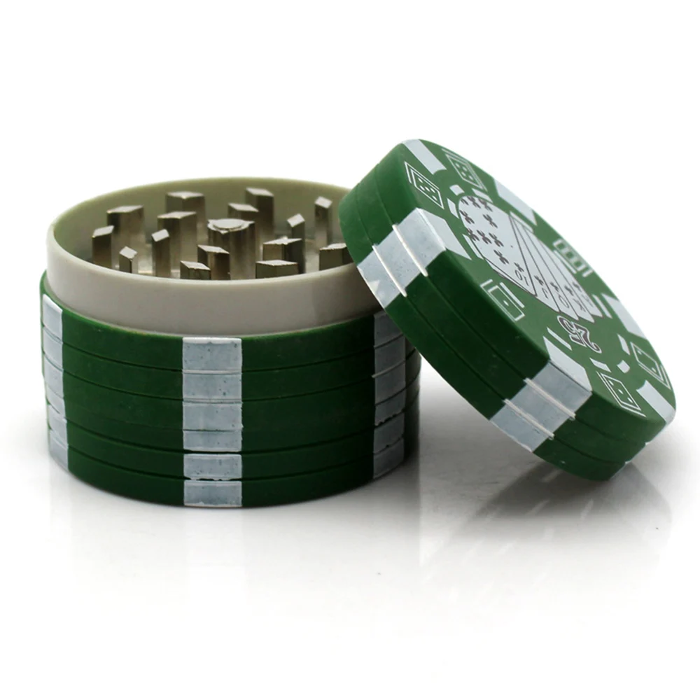 Herb Grinder Metal Plastic 40MM Small Poker Chip Style 3-layer Spice Cutter Herbal Tool Cigarette Gadget Smoking Accessories