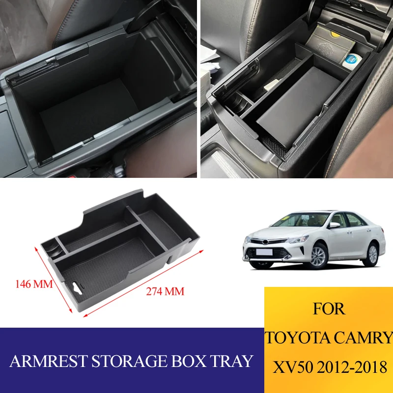 For Toyota Camry XV50 2012 - 2017 ABS Armrest Storage Box Car Center Console Organizer Tray Interior Accessories