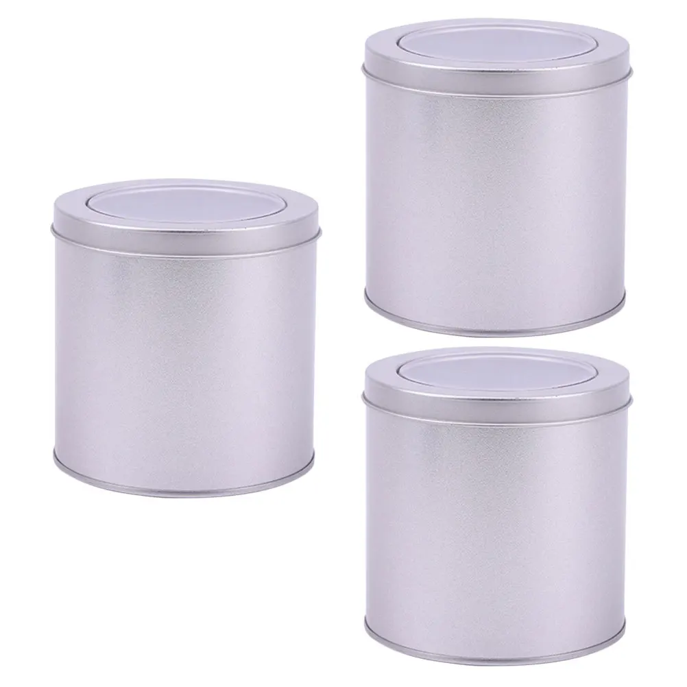 

3pcs Airtight Tea Canister Tinplate Storage Jar For Coffee Beans Nuts Dried Fruits Leak-Proof Seal Wide Mouth Food Container