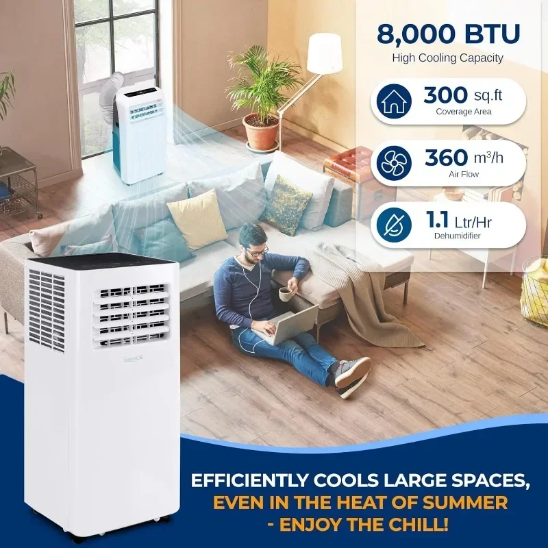 Air Conditioner Portable   Dehumidifier - Portable unit for rooms  Remote Control, Window Mount Exhaust