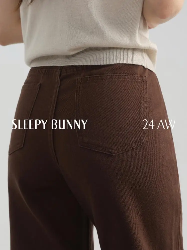 جينز مستقيم عتيق عالي الخصر وواسع الساق من قماش الدنيم سروال نسائي فضفاض غير رسمي أمريكي بنطلون ميلارد أنيق طويل قيعان الزي #4