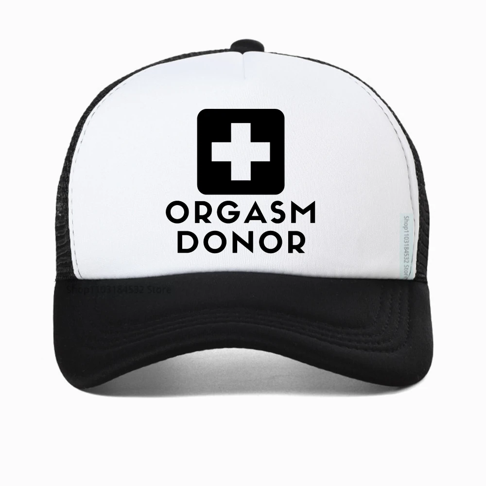 

Black Humor Orgasm Donor American Novelty Graphic baseball cap Fashion Casual Streetwear for Women and Men mesh snapback hats