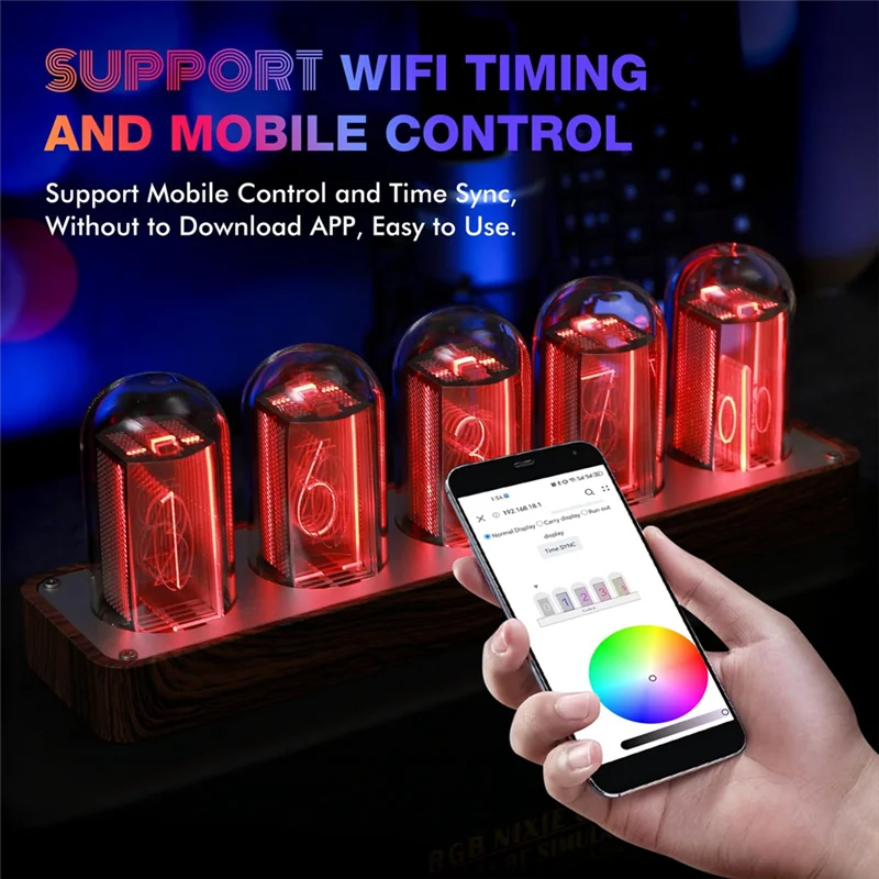 Nixie Tube Clock With Wi-Fi SYNC 12/24H Display Retro Alarm Clock Tube Clock Desktop Home Decoration Gift