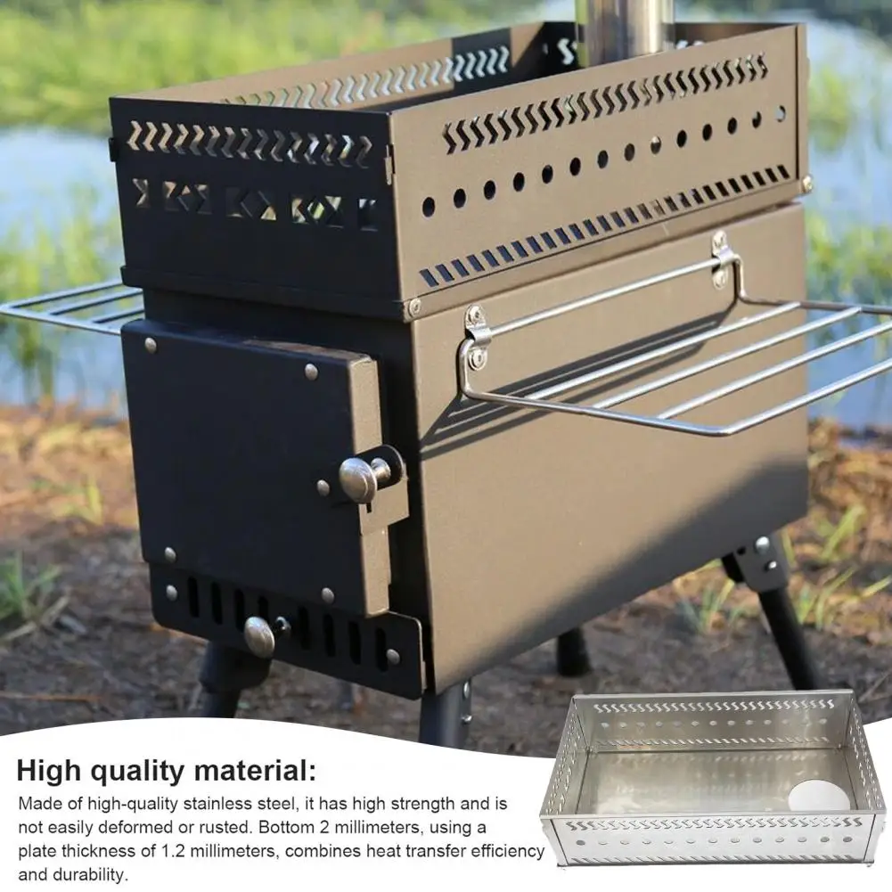 Foldable Outdoor Stove Sauna Stone Holder Camping Wood Basket Portable Heat-resistant Picnic BBQ Charcoal Firebox Basket