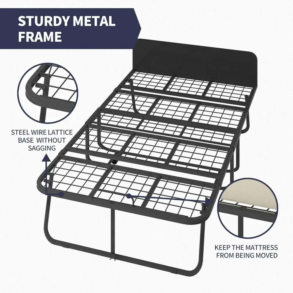 

Bed with Memory Sponge Mattress, 75 x 46 Rollaway Bed for Adult, Comfortable Fold Up Portable Sleeping Guest Cot Beds