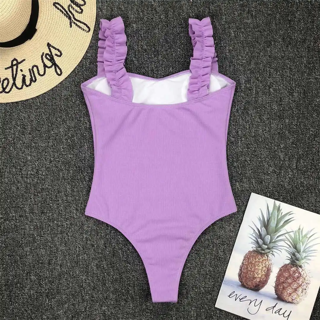 6 Farben, Rüschenbesatz, sexy Damen-Badeanzug, einteiliger Badeanzug, gerippter Badeanzug, Badebekleidung, Monokini V1668 – Detail 40
