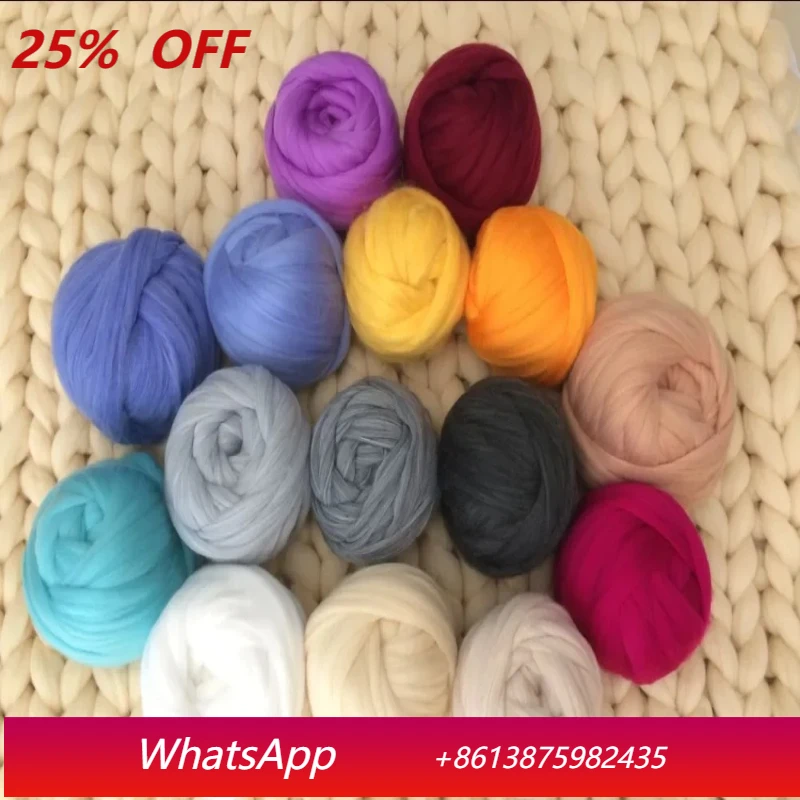 

LHH 1000g 2.2Lb/ball super coarse wool yarn roving hand/arm knitted blanket yarn home wall decoration