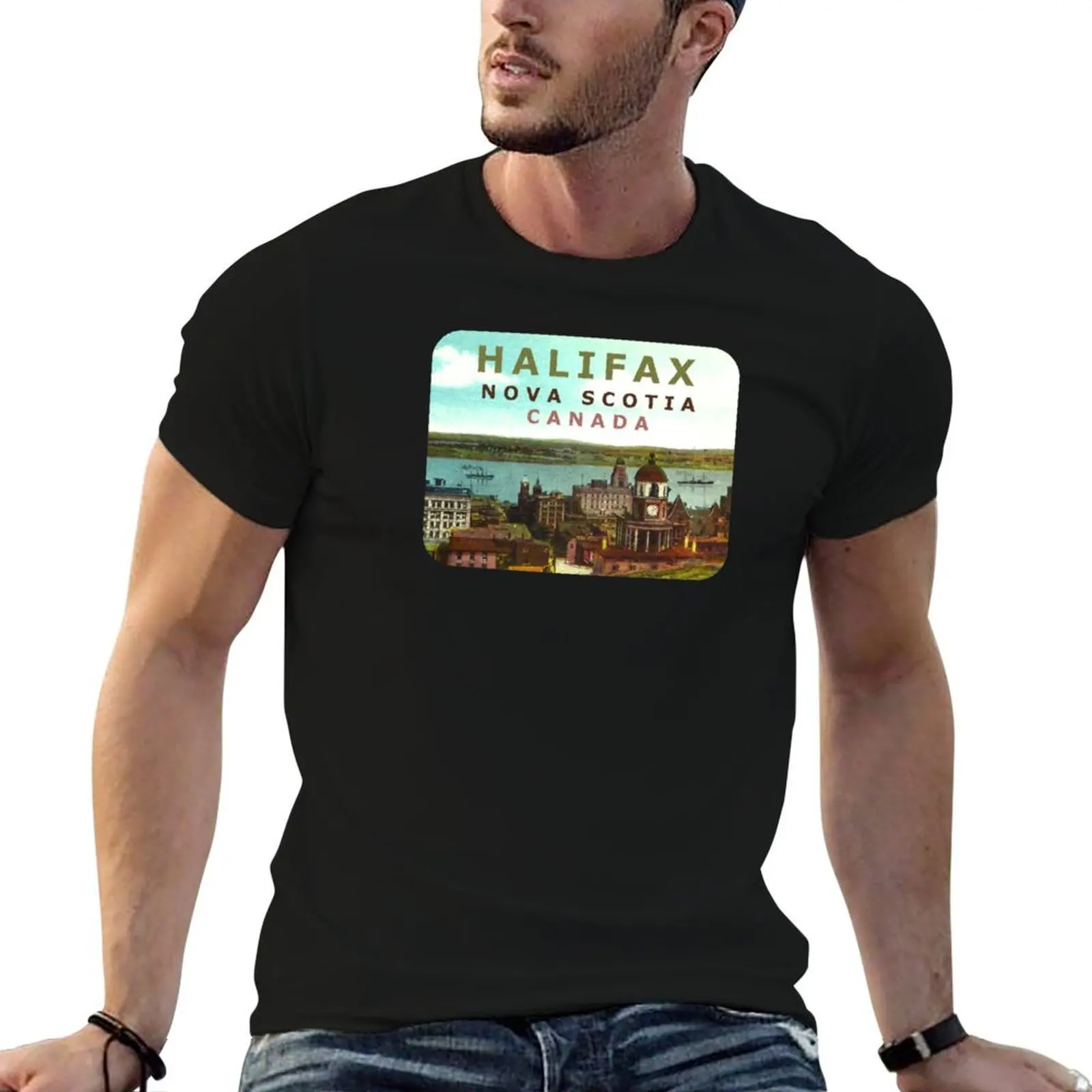 

Halifax Nova Scotia Canada Vintage Travel Decal T-Shirt man t shirt summer t shirt man cotton T-Shirt