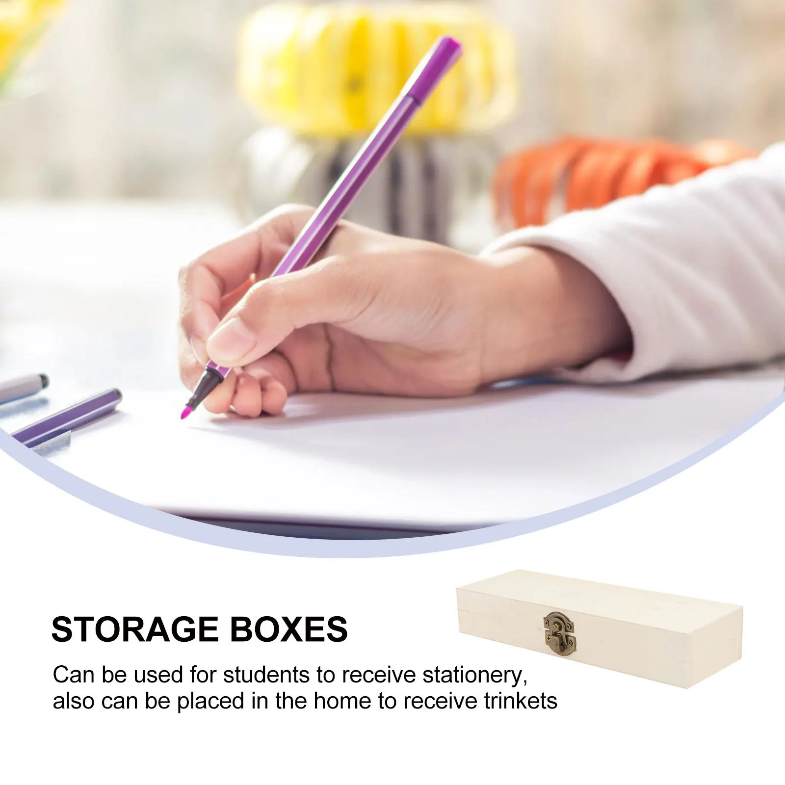 

2Pcs Wooden Storage Case Smooth Finish Stationery Box for Pupils Pen Box Home Trinkets Organizer School Supplies Beige