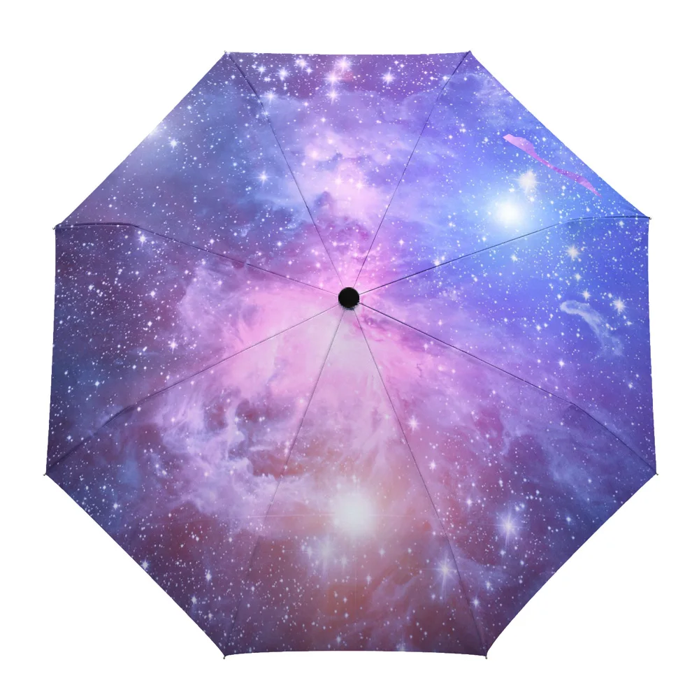 

Orion Nebula Purple Galaxy Print Women Men Rain Umbrella Three Folding Girl Durable Portable Manual Umbrellas Gift Parasol