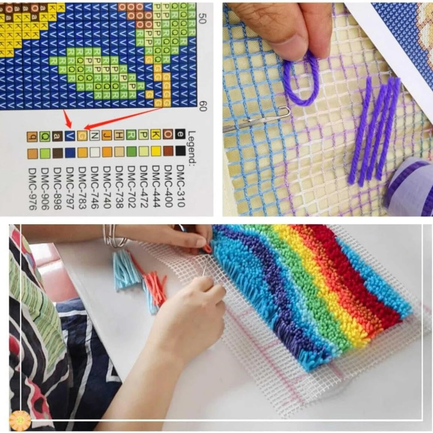 latch hook kits rugs large tiger Smyrna carpet embroidery set plastic canvas Diy bag rug making crafts accessories art