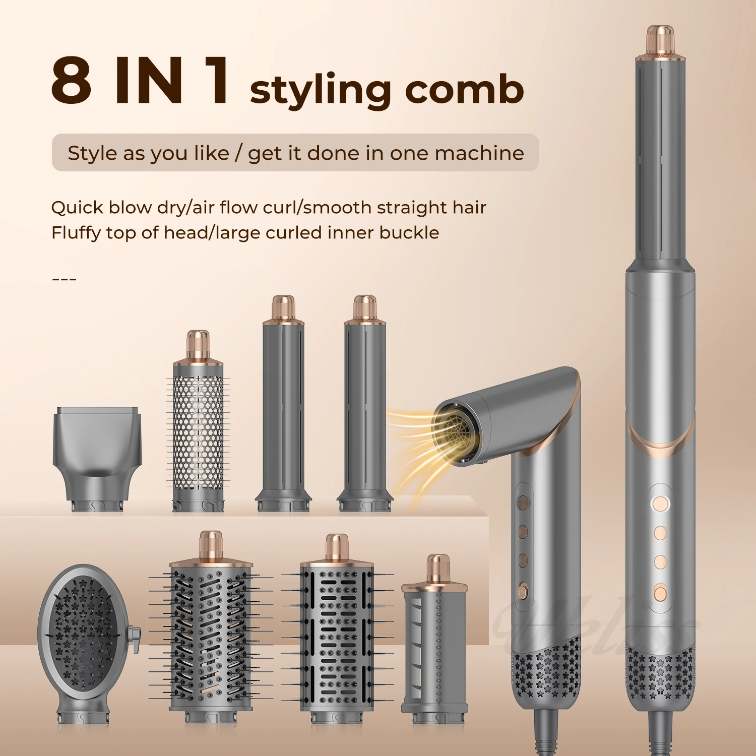 

8 in 1 Hair Dryer Brush 110000RPM High-Speed Hot Air Brush Styler Negative Ionic Blow Dryer Brush Curling Iron Thermal Brush Set