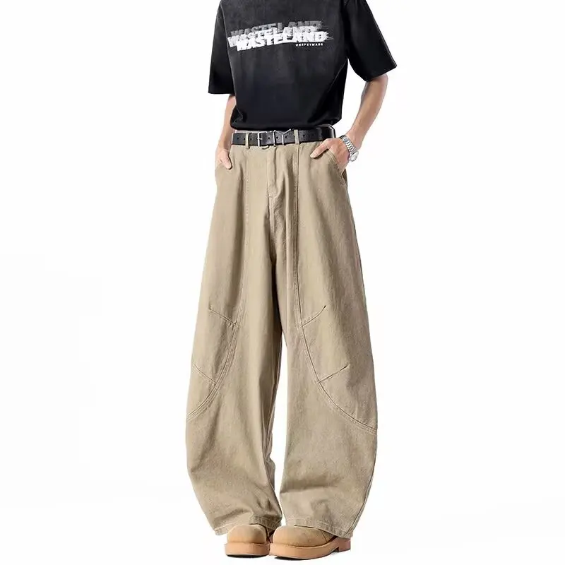 

Мужские летние тонкие повседневные широкие брюки свободного покроя, рабочая одежда, брюки прямого кроя, удобные дышащие молодежные брюки для активного отдыха