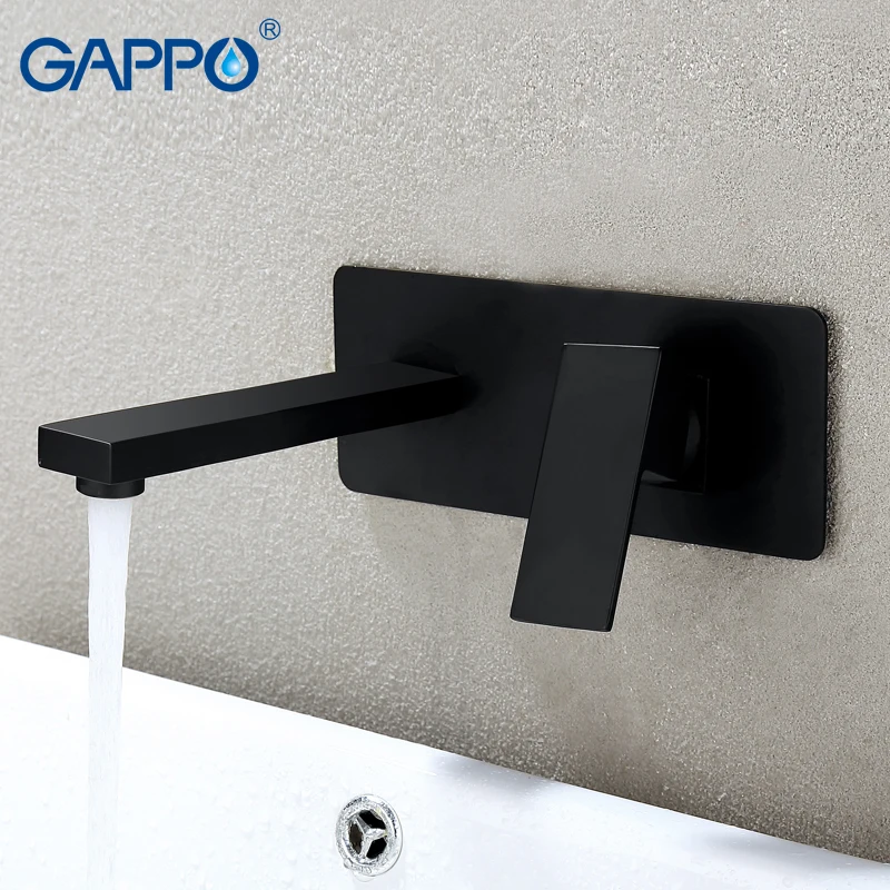 

GAPPO Black Basin Faucet Chrome Brass Bathroom Faucet Wall Mounted Washbasin Faucet Cold Hot Water Mixer Tap