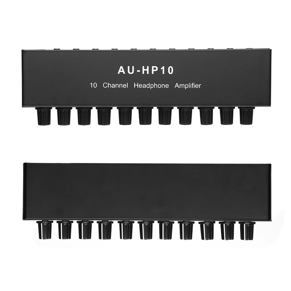 

AU-HP10 10 Channel Stereo Headphone Amplifier Audio 1Input 10 Output Preamplifier Independent-Control NJM4556A DC12-24VJAS