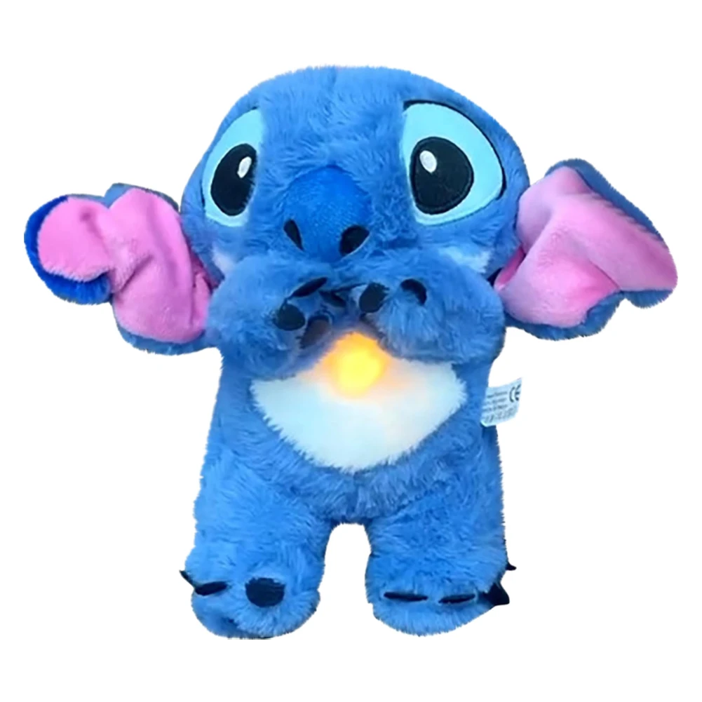 Kawaii Stitch peluche bambola Baby Sleeping Companion Sound lenitivo Musical Kawaii con Air Bag e bambola leggera giocattoli per la respirazione