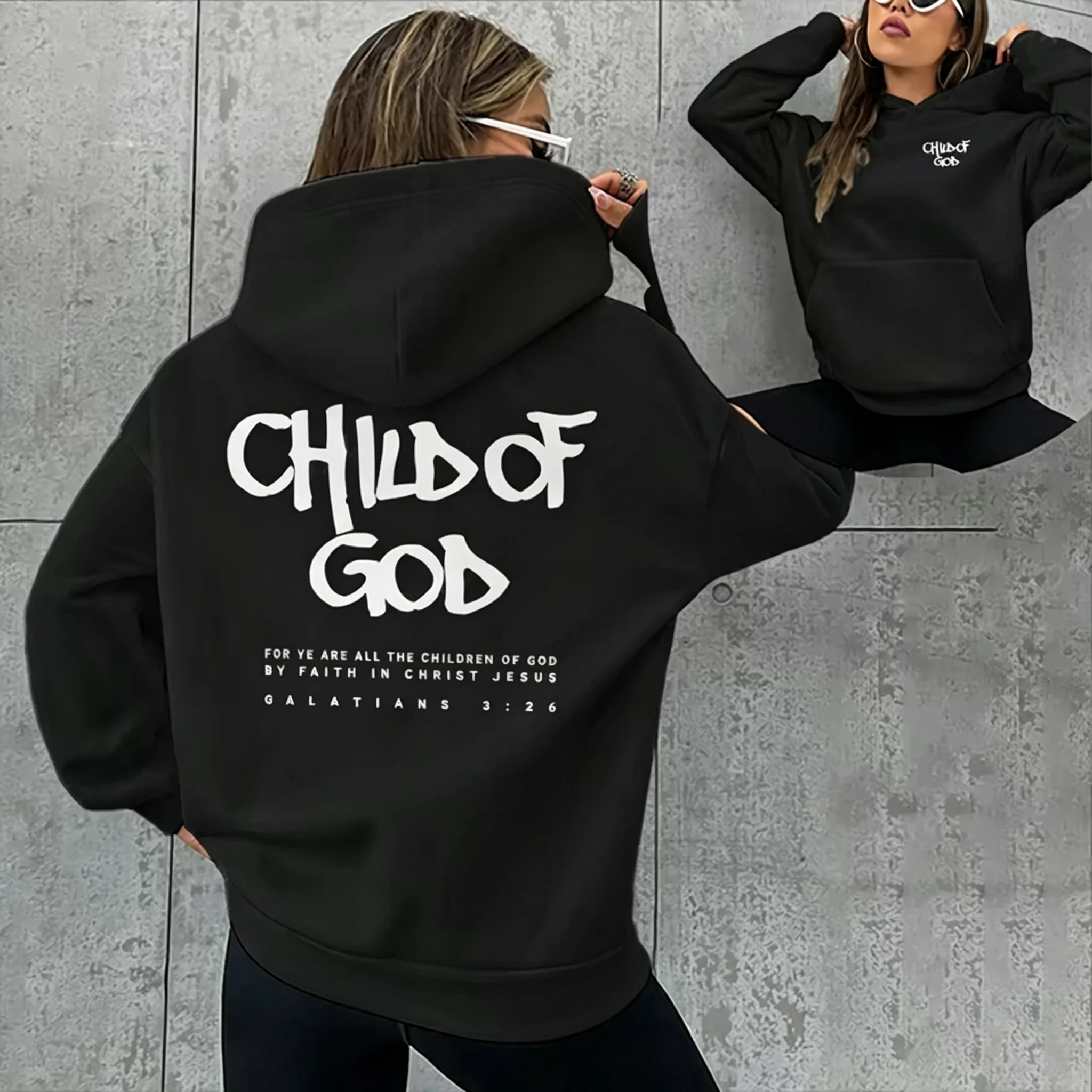 2026 I Am A God Child Letter Print Hoodies Christian God Sweatshirts Hooded Pullover Pray The Lord Sweatshirt Women's Clothing
