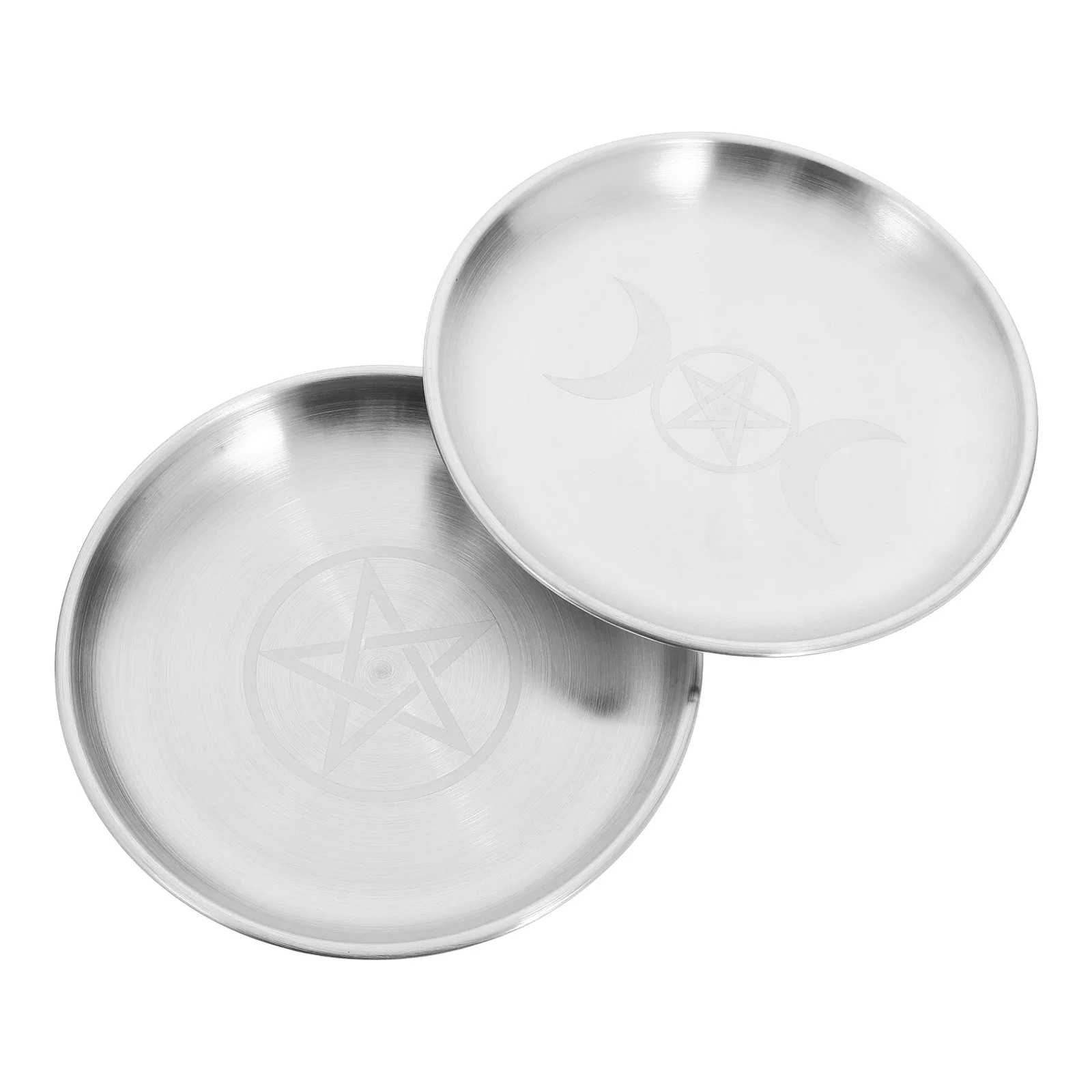 

2pcs Pentagram Gold Tray Iron Flat Bowl For Jewelry Storage Crystal Display Home Office Decor Offering Dish Ritual Plate