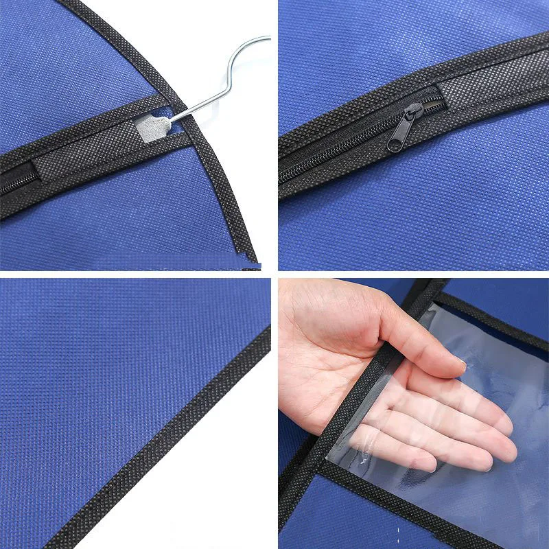 New Non-woven Solid Color Clothing Dust Covers Thickened Suit Coat Protective Cover Wardrobe Clothes Dust-proof Storage Bags