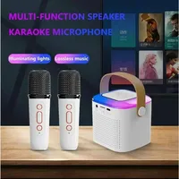 Y1 Wireless Bluetooth Speaker Multifunction with 2 Microphone RGB Portable Music Player Karaoke Machine for Child Home Gift