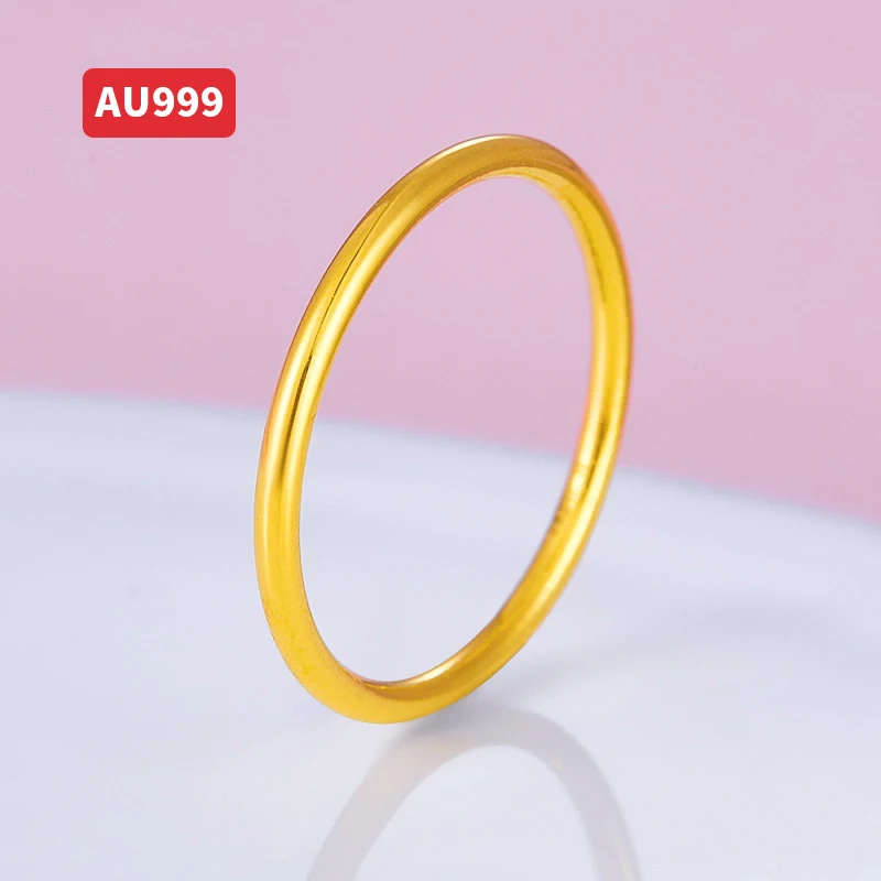 

Real 24K gold ring fixed ring mouth simple fashion 5G process AU999