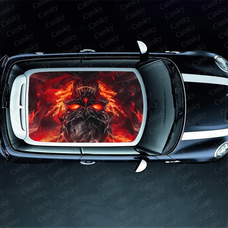 Dark Fantasy Evil Skull Car Roof Sticker Wrap Racing SUV Accessories Packaging Painted PVC Custom Car Graphic Decal