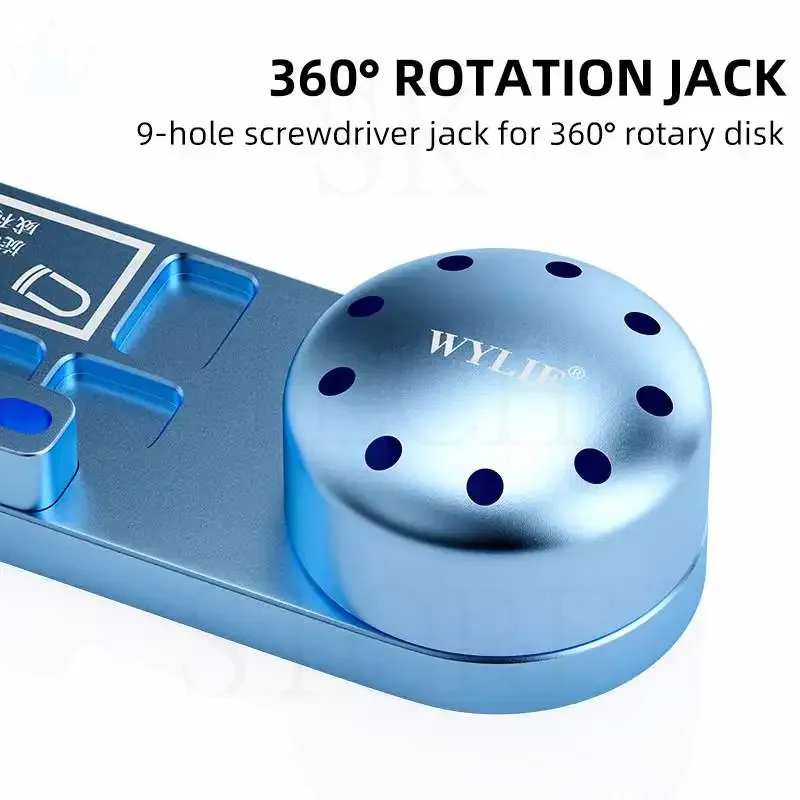 WYLIE WL-667C Screwdriver Tweezers Container Mobile Aluminum Alloy Storage Box Phone Repair Tools 360° Rotatable Storage Rack