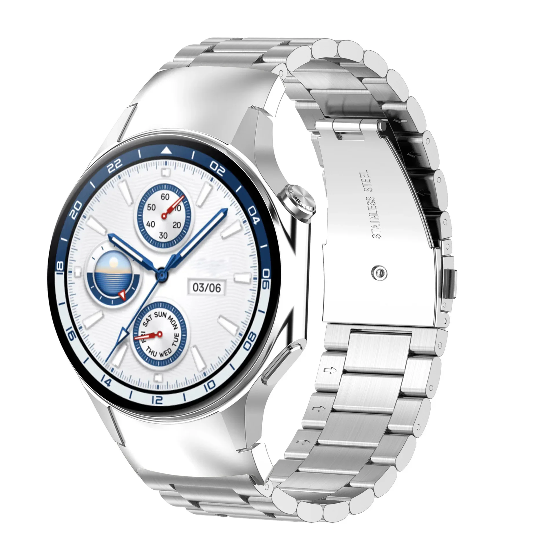 حزام ساعة من الفولاذ المقاوم للصدأ بدون ثغرات ، سوار بديل لساعة OPPO X ساعة ذكية ، واجهة دائرية