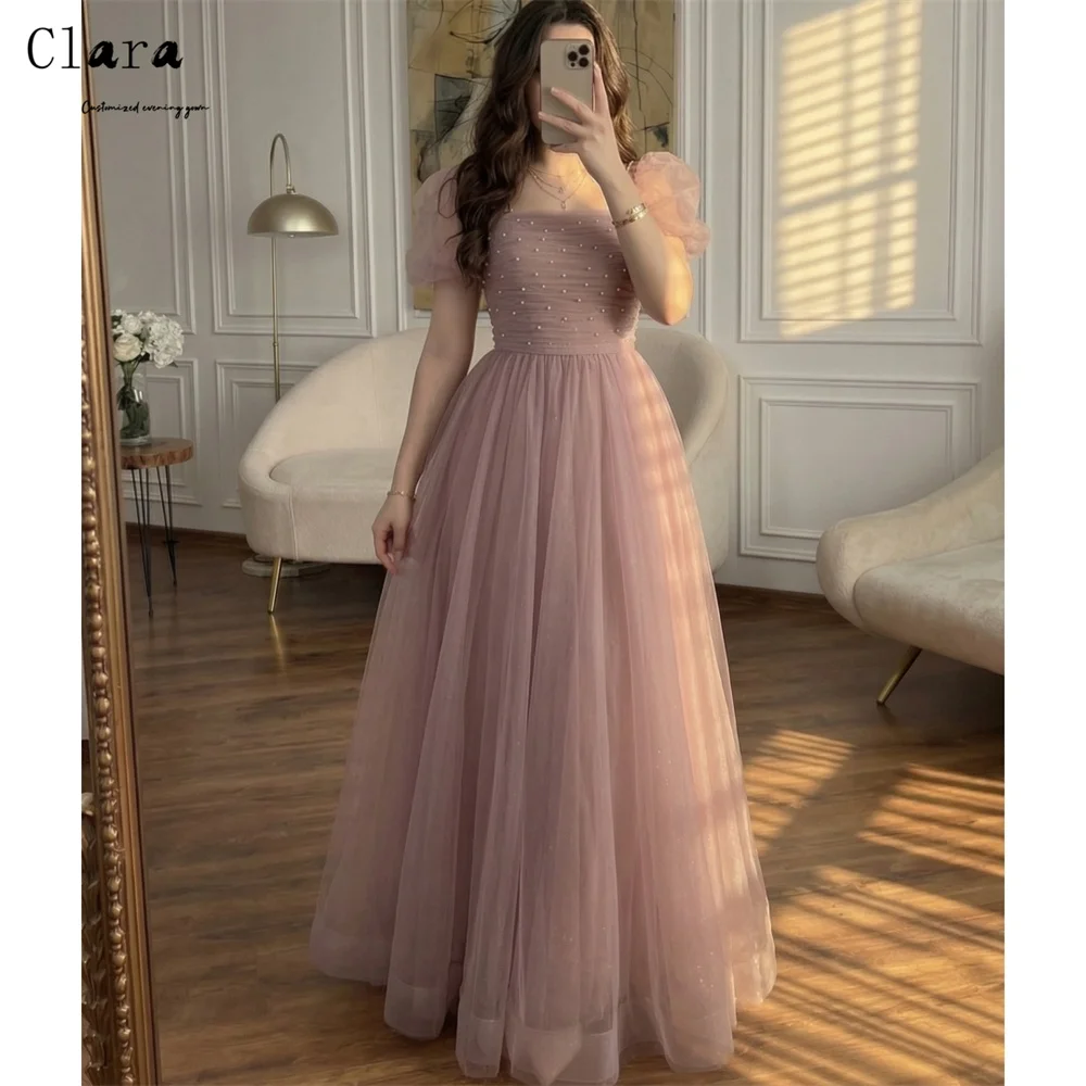 

Clara Custom A-line Square Neck Beaded Lace Luxury Elegant Party Dresses for Wedding Woman Luxurious Party Dress Ball Gown Dress