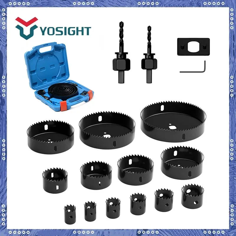19pcs Bi-Metal Hole Saw Drill Bit Set, 20-150mm-Perfect for Woodworking, DIY Projects & Ceiling Drilling, Durable and Efficient