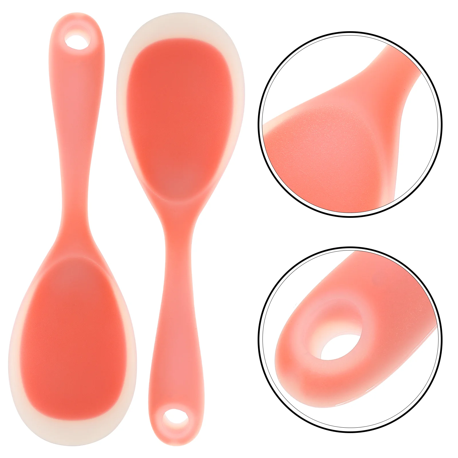 2 Pcs Silicone Rice Spoon Paddle Compact Safe Accessories Easy to Clean Silica Gel Reusable Scooper Spatula