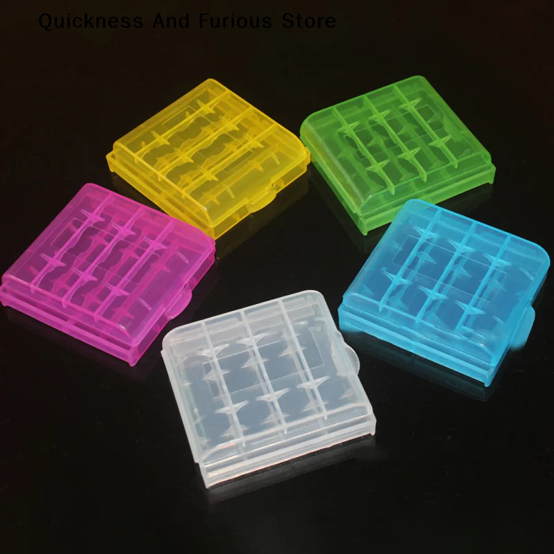 Estuche de plástico colorido para baterías, caja de almacenamiento de plástico duro con capacidad para 4 pilas AA AAA, organizador de baterías 14500 10440, contenedor de 5 colores