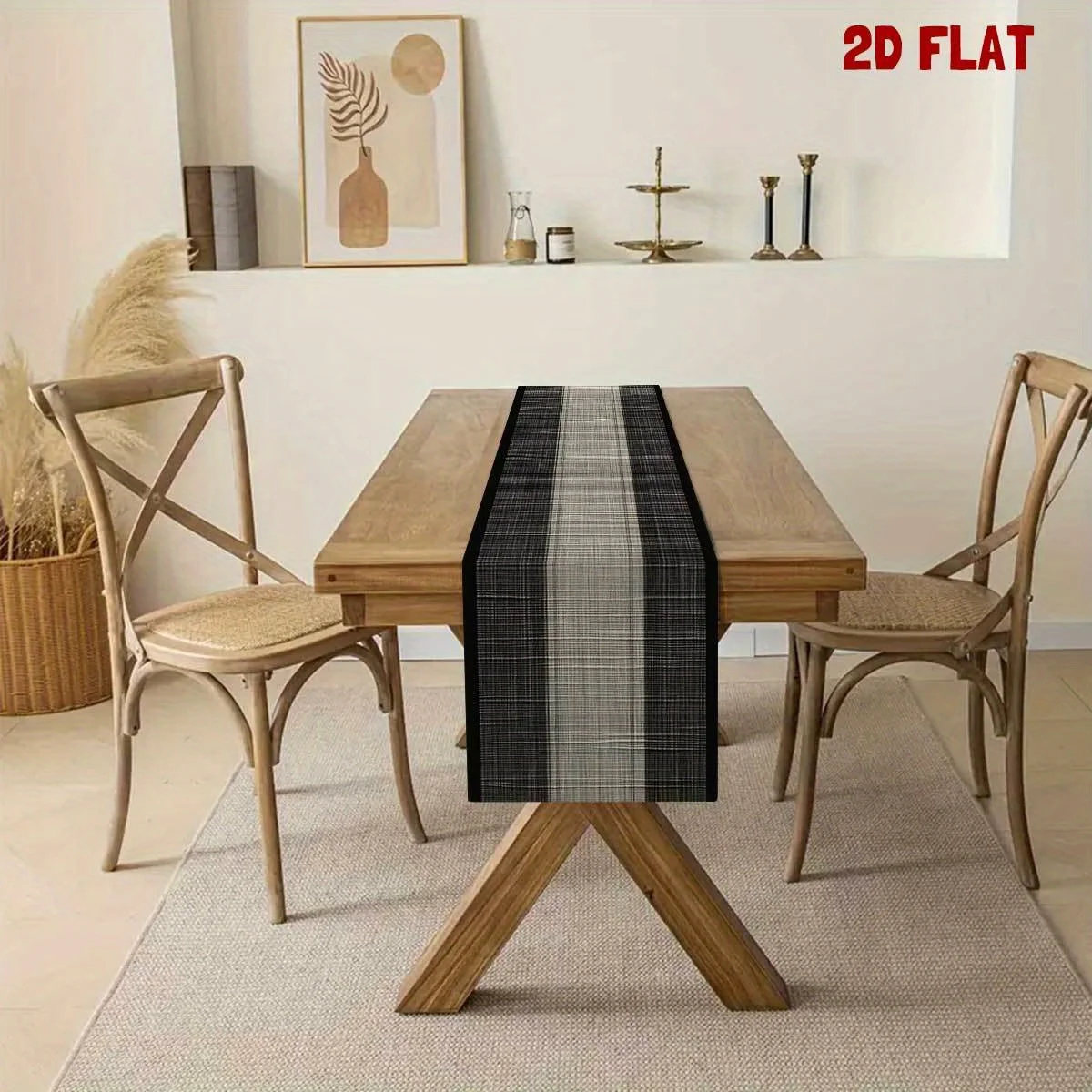 Autumn Winter Gray Black Striped Table Runner - Linen Modern Minimalist Home Shop Party Decor