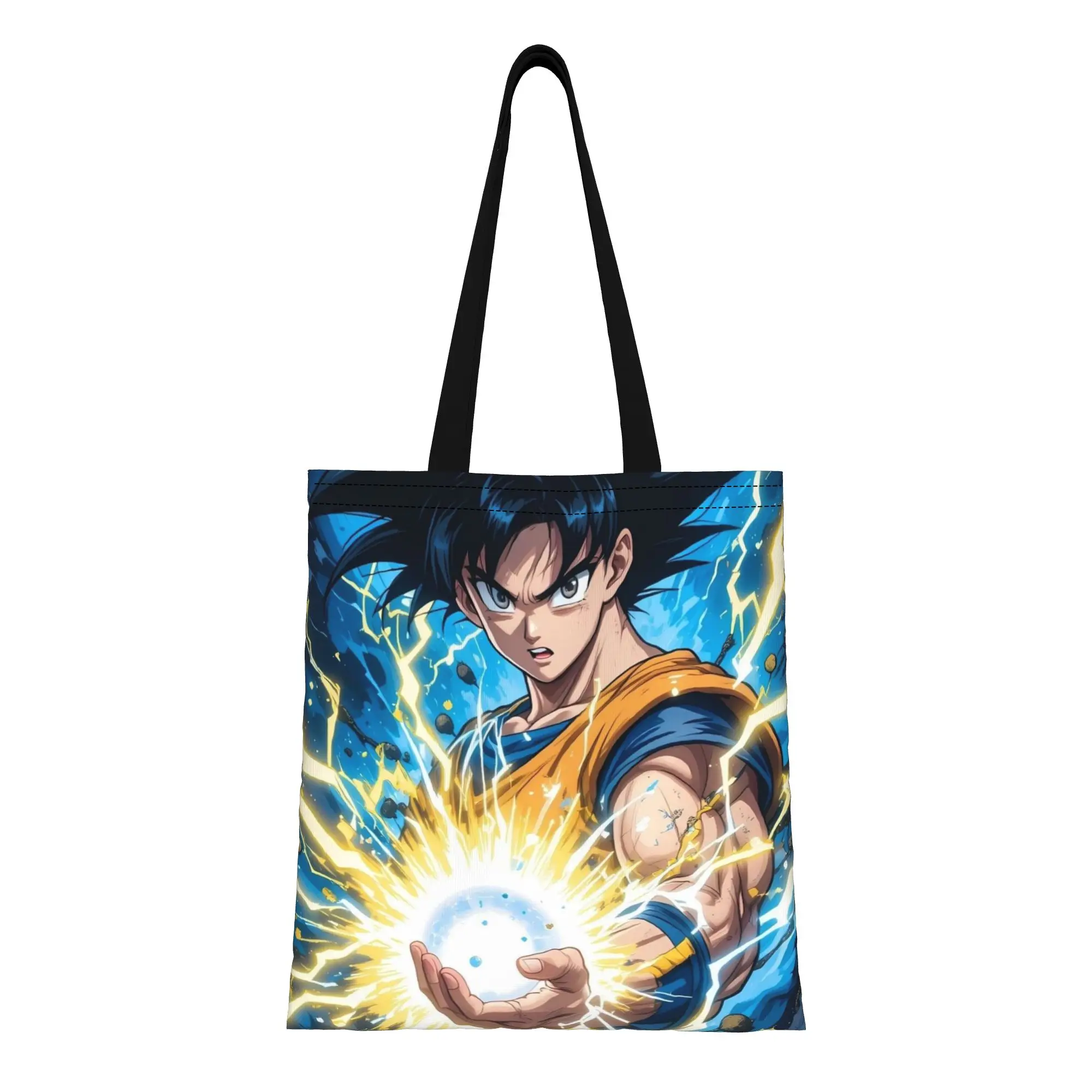 

Сумка-шоппер из холщовой ткани с изображением Сон Гоку (11) из Dragon Ball, идеально подходит для покупок, женская сумка с верхней ручкой.