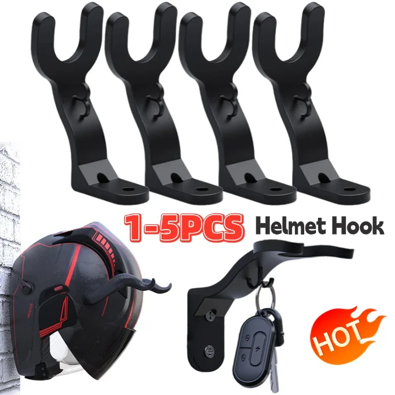 

1-5PCS Wall Mount Hooks Motorcycle Helmet Racks Kitchen Cabinet Shelf Electric Bicycle Helmet Display Hanger Stand Keys Hooks