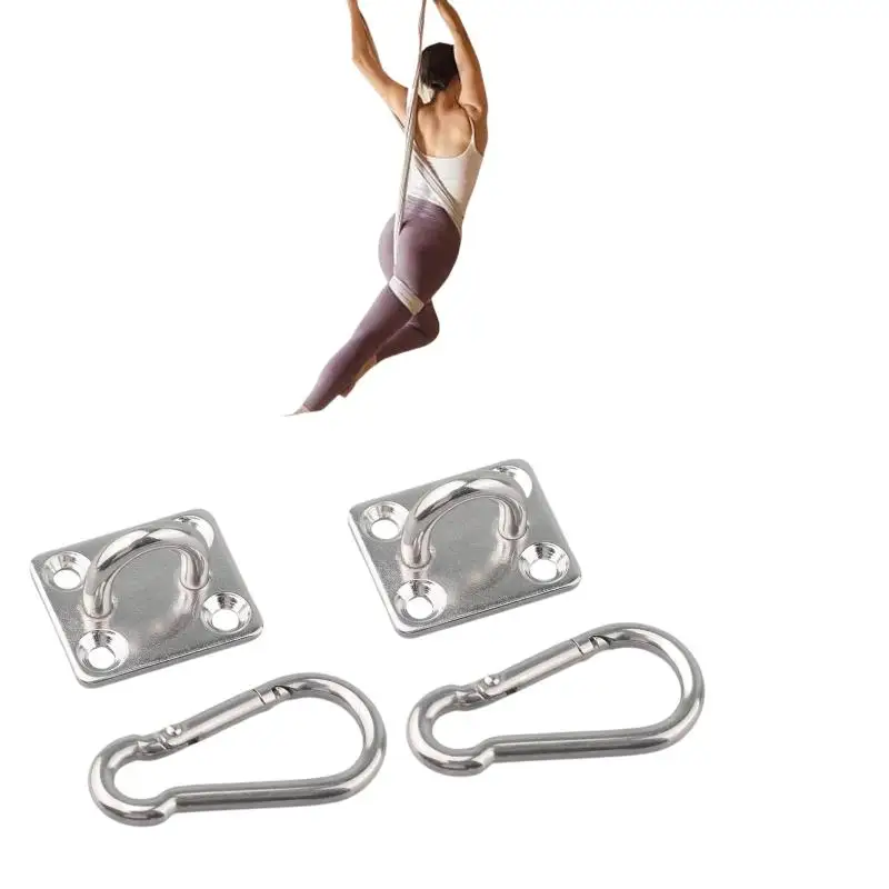 2 Set Stainless Square Heavy Duty Ceiling Wall Mounted Hook For Yoga Swings Hammocks Hardware