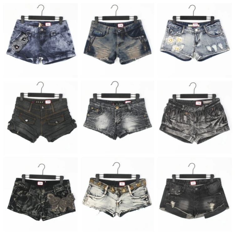 

Винтажные джинсовые шорты Y2K с эффектом потертости, в стиле панк, с узором «Скелет», ультракороткие, для модниц, повседневная одежда
