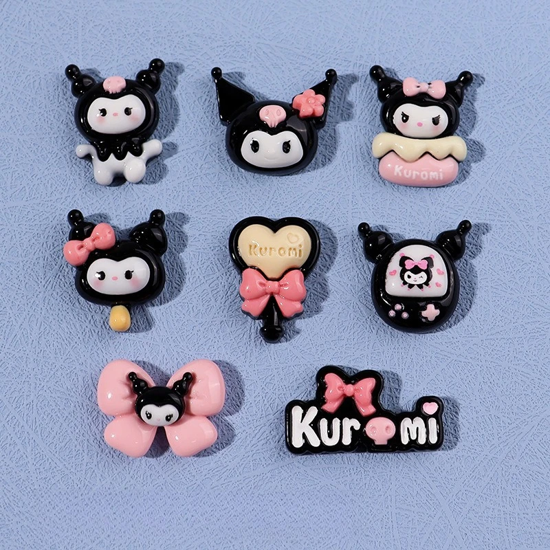 

8pcs/Set MINISO Gothic's Kuromi Shoe Charms Set Cute Cartoon ABS Decorations for Clogs & Sandals Perfect Gift for Women Girl