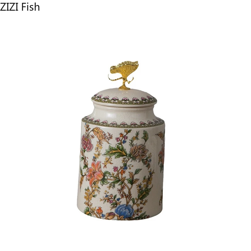 Flower and Bird Patterns Dragonfly Lid Storage Jars Dressing Table Ring Jewelry Box Round Cosmetic Jar Candy Pots Aroma Can