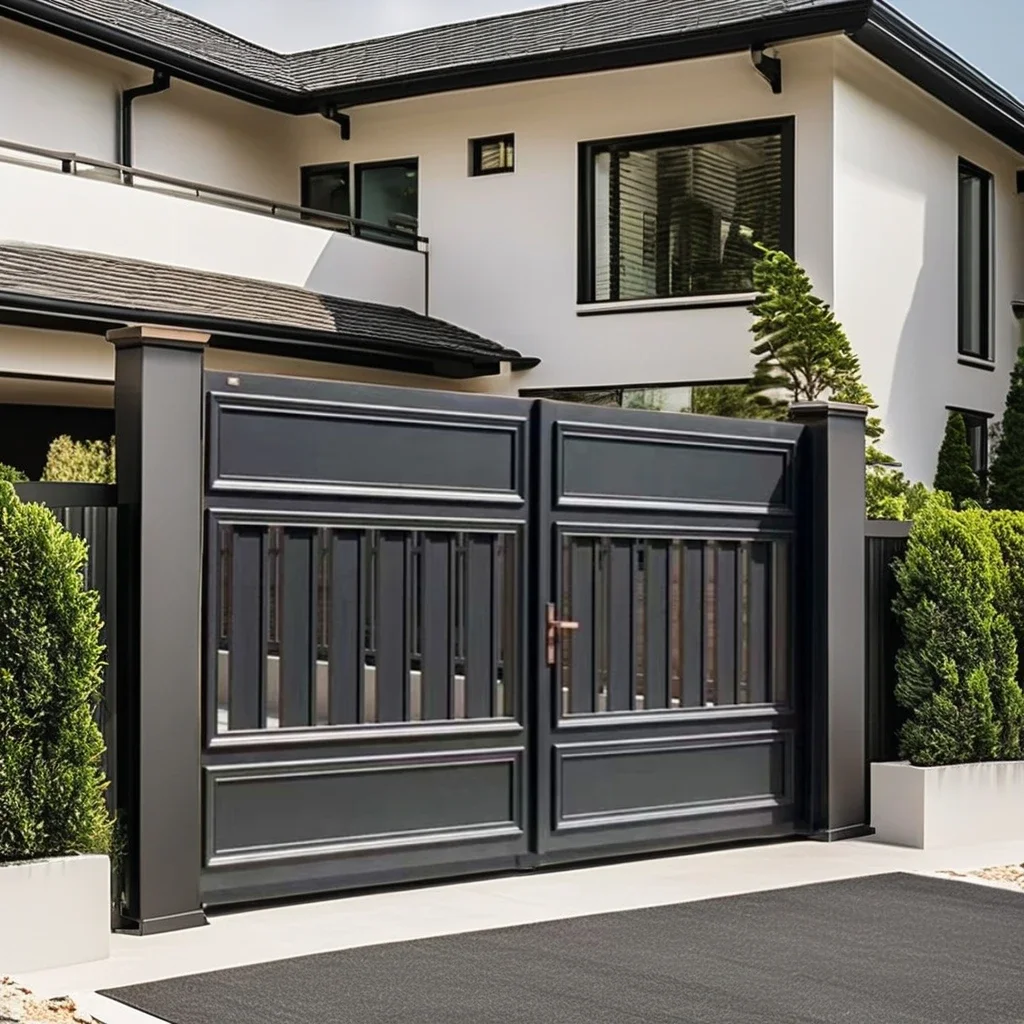 

Outdoor villa entrance aluminum revolving door high style metal security door with fence and lattice