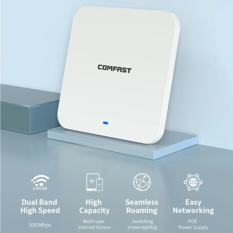 Comfast AX3000 Wi-Fi6 Access Point Celling AP Router 802.11AX WiFi6 Wireless Indoor PoE AP 5GHz 3000Mbps Gigabit Port Hotspot