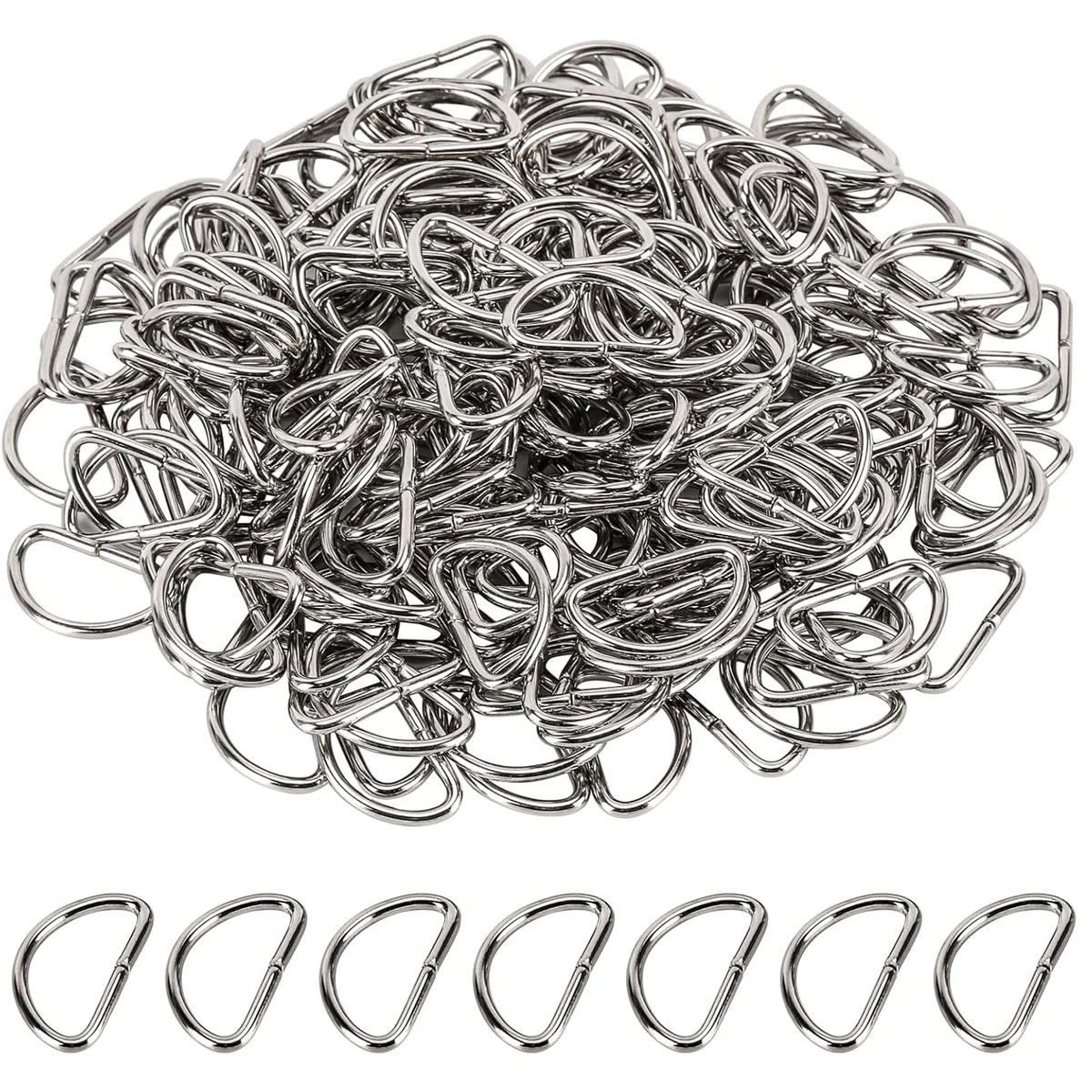 30/60/100개 D-링 버클 스테인리스 반원형 D-링 조절 가능한 하드웨어 가방 벨트 공예 DIY 액세서리