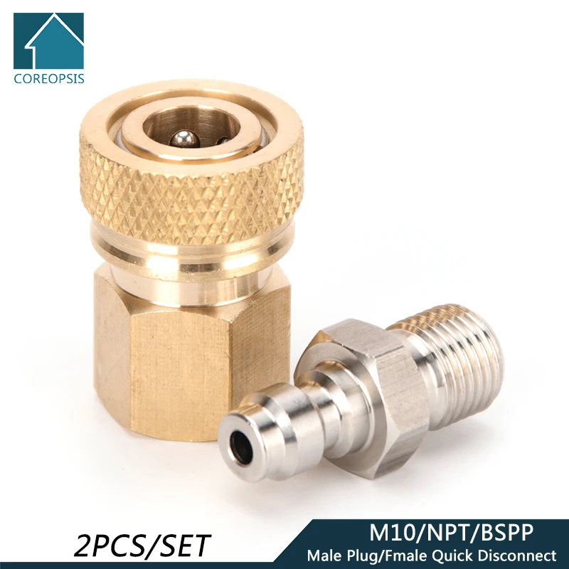 2pcs BSPP M10 NPT Thread Plug Connectors 8mm Filling Head Quick Disconnect Air Refilling Coupling Quick Release Fittings Socket