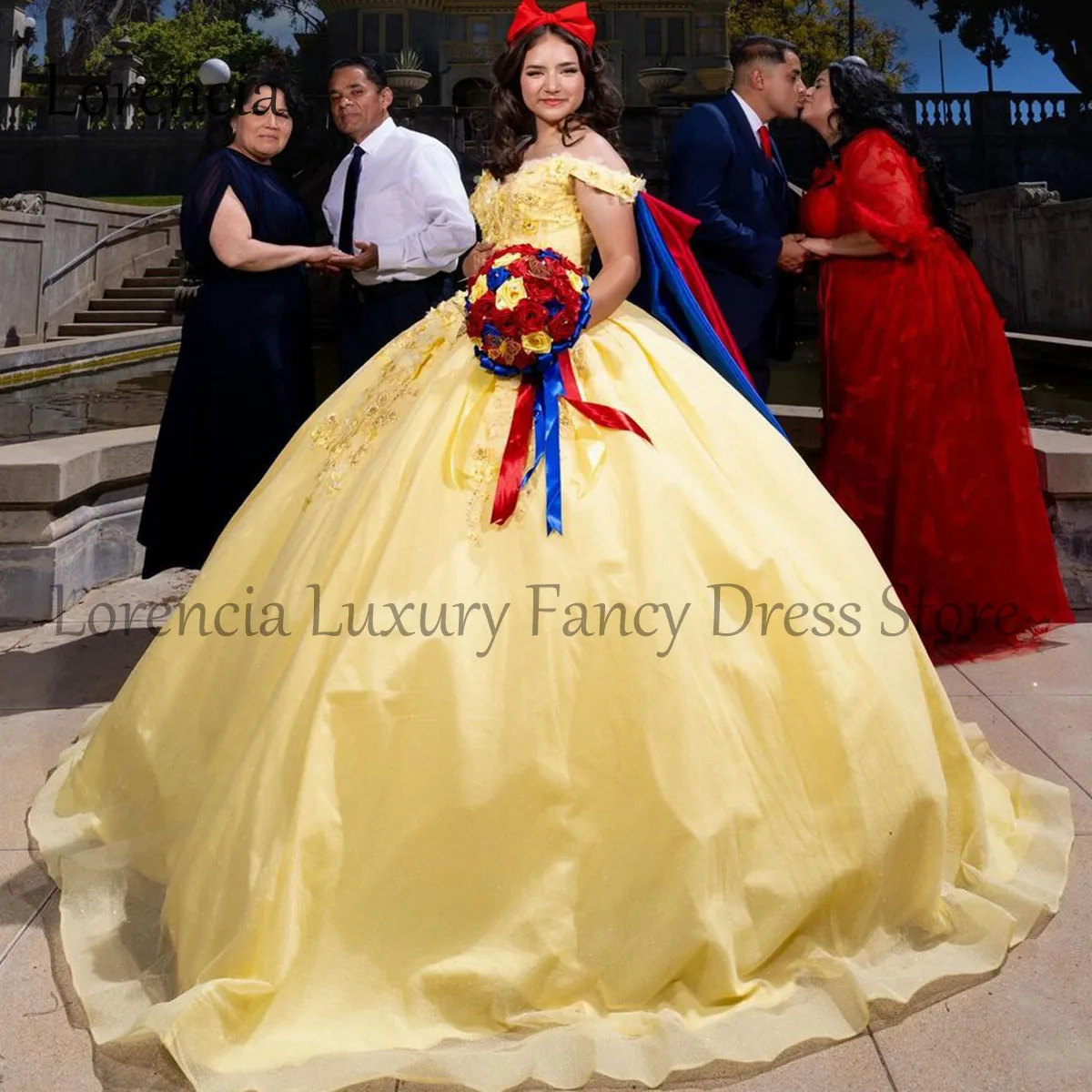 Mexican Yellow Quinceanera Dress Ball Gown 2024 Sweet 15 16 3D Flowers Beaded Applique Corset Formal Vestidos De 15 Años