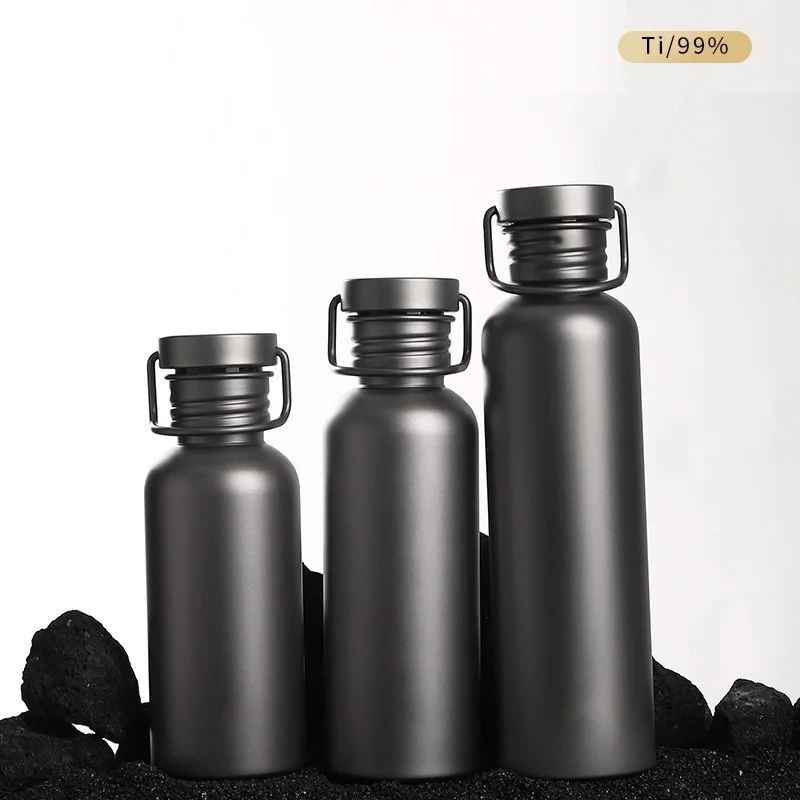Outdoor Camping Titanium Water Bottle 500ml 600ml 750ml Ultralight Picnic Sports Titanium Water Bottle Single Wall