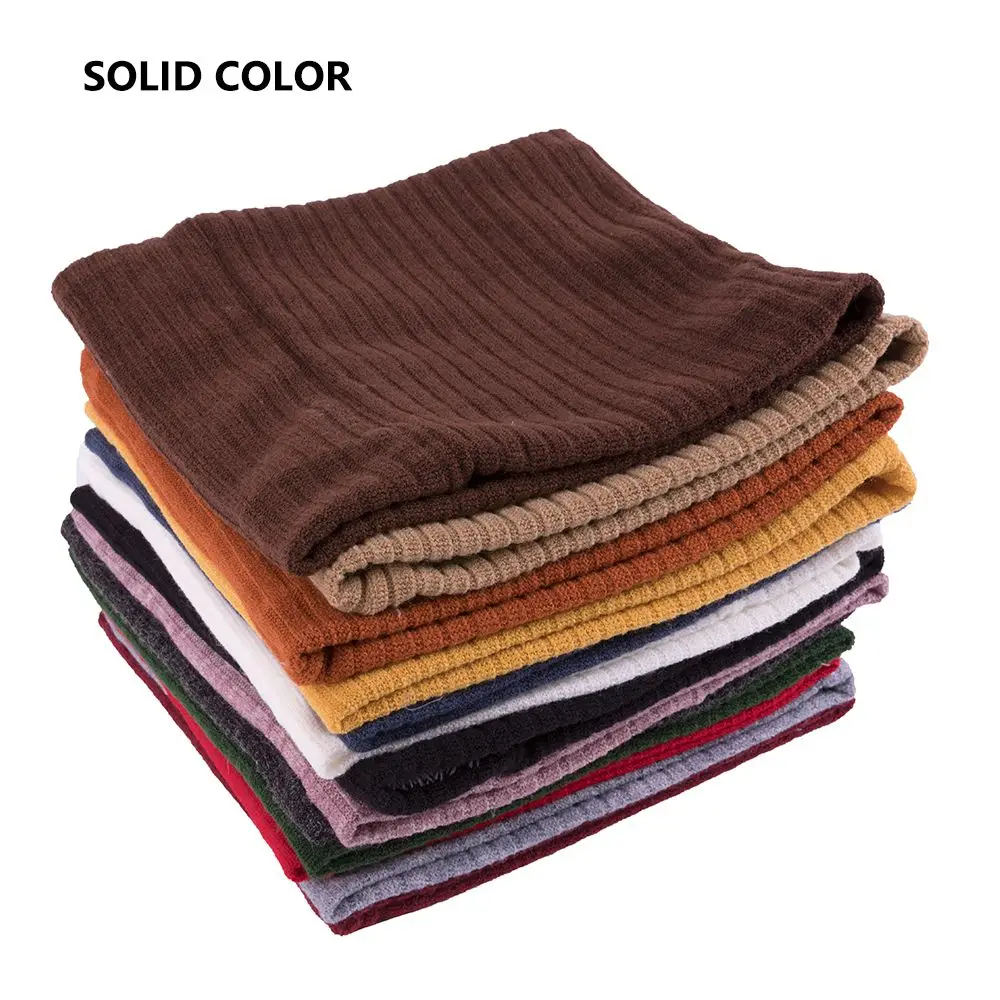 Soft Unisex Double-Layer Collar Scarf Windproof Knitted Circle Loop Scarves Neck Warmer Winter Neck Gaiter Fleece Lined Scarf