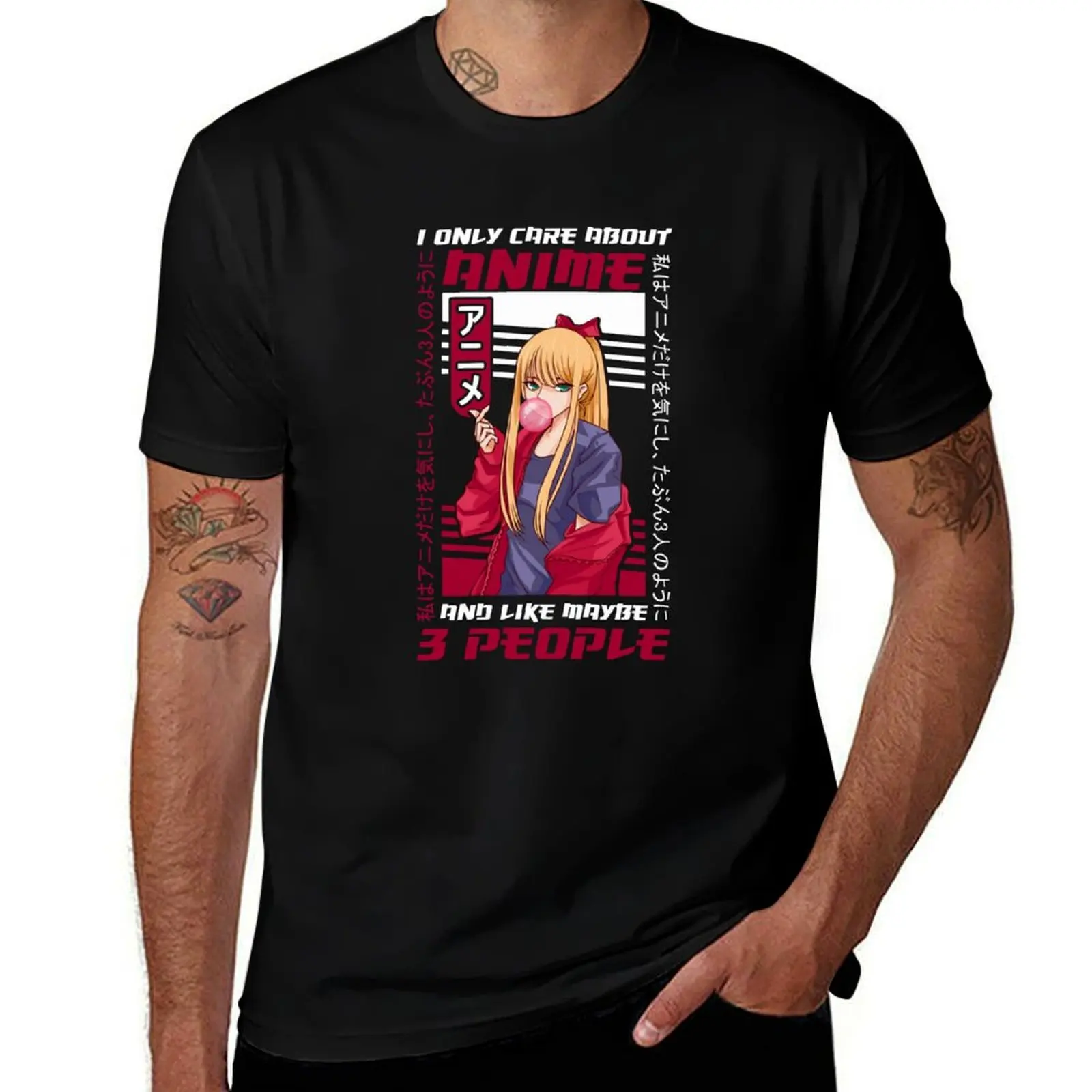 I Like Anime Video Games And Maybe 3 People Gamer T-Shirt Vintage Print Crew Neck Tee T-Shirt
